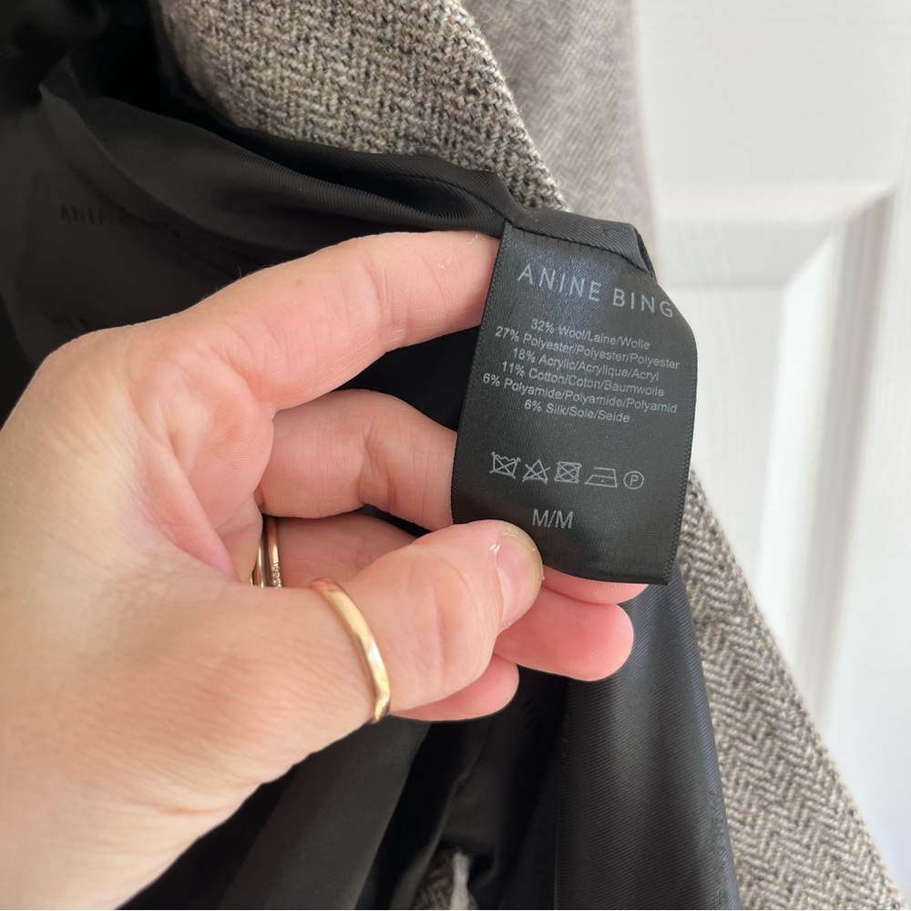Anine Bing Taupe Herringbone Blazer - Picture 12 of 16